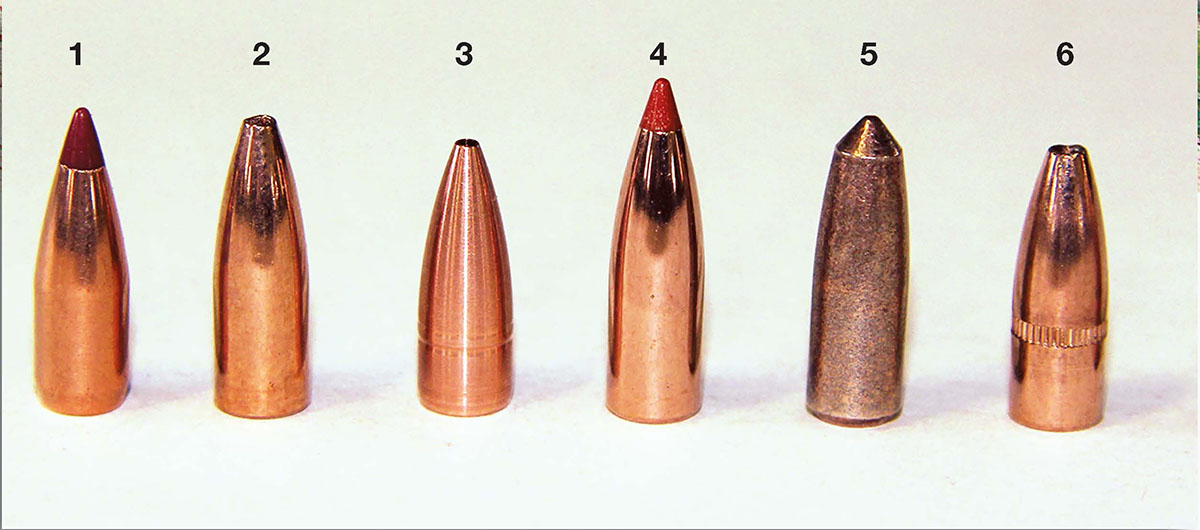 Bullets selected for testing included: (1) Hornady 15.5-grain NTX, (2) Barnes 36-grain Varmint Grenade, (3) Cutting Edge 40-grain MTH, (4) Nosler 40-grain Ballistic Tip Lead Free Varmint, (5) Sinterfire 42-grain Lead-Free Frangible and (6) Speer 43-grain TNT.